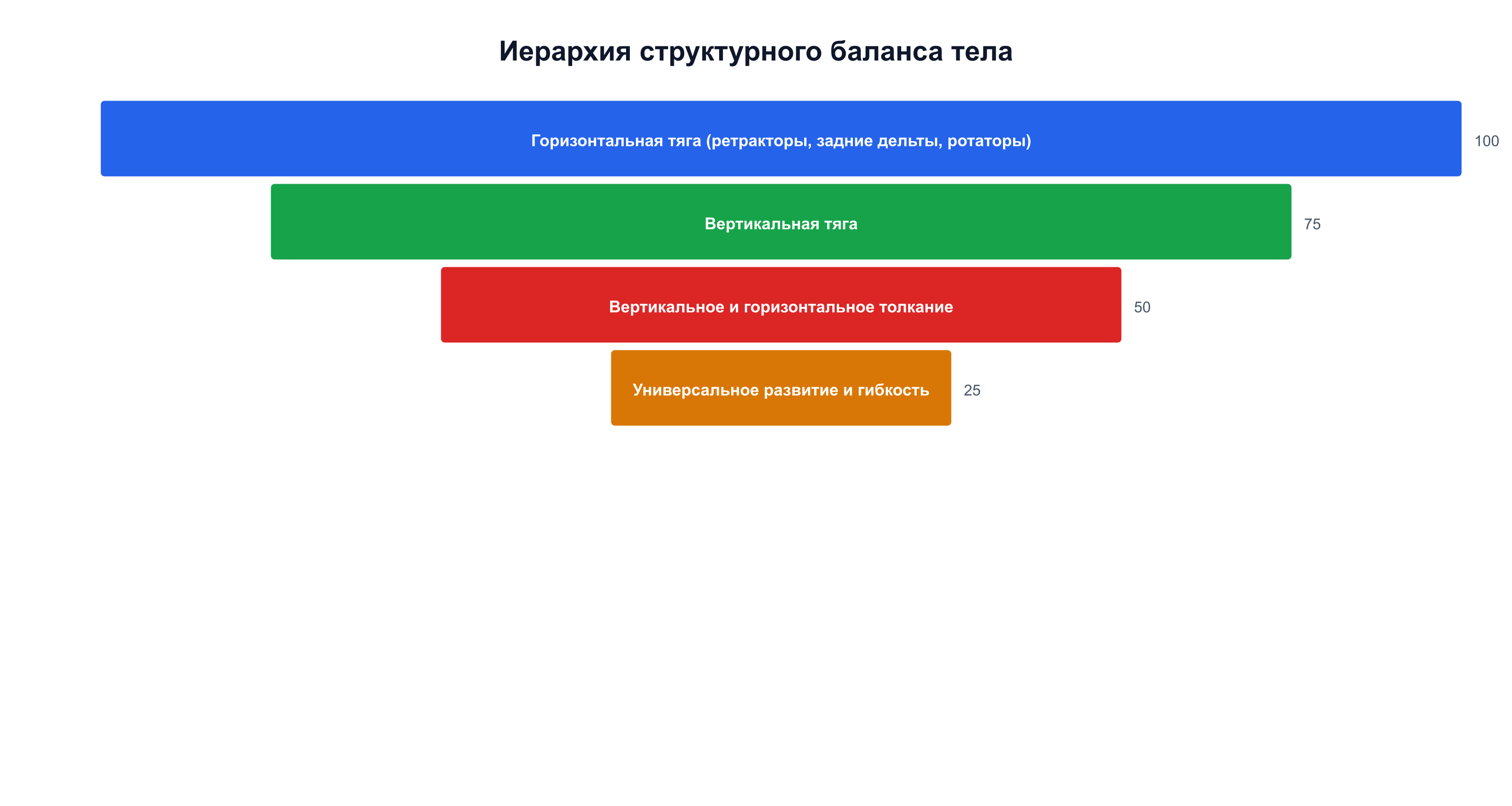 Структурный баланс тела: иерархия от горизонтальной тяги как фундамента до универсального развития
